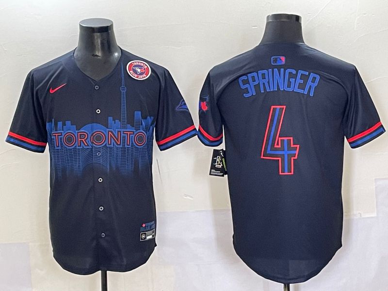 Men 2025 Toronto Blue Jays #4 Springer Black Joint Name Nike MLB Jersey style 6->toronto blue jays->MLB Jersey